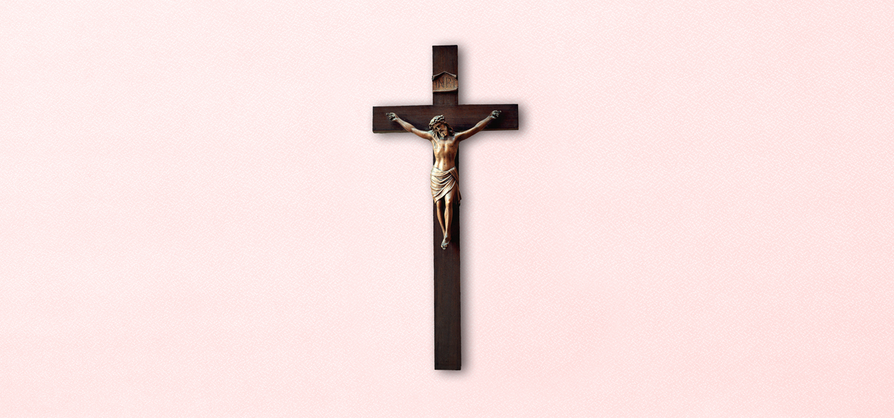 P 518 PK Crucifix Pink Faux